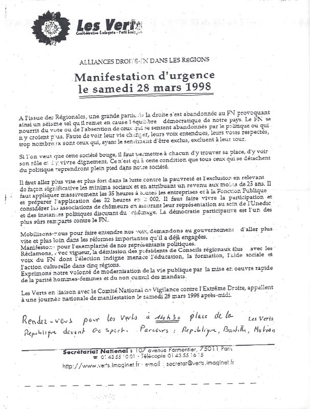 Alliances droite-FN dans les régions (1998)