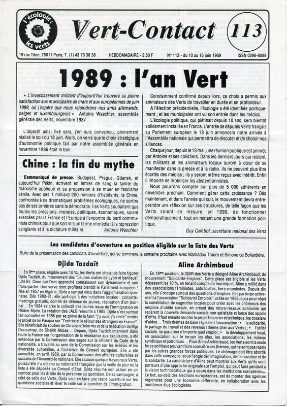 Vert Contact n°113 (1989)