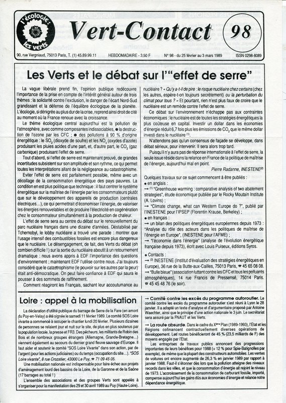 Vert Contact n°98 (1989)