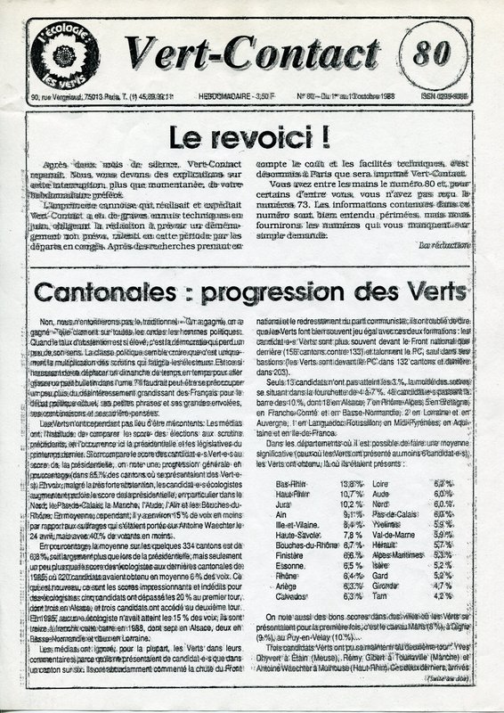 Vert-Contact n°80 (1988)