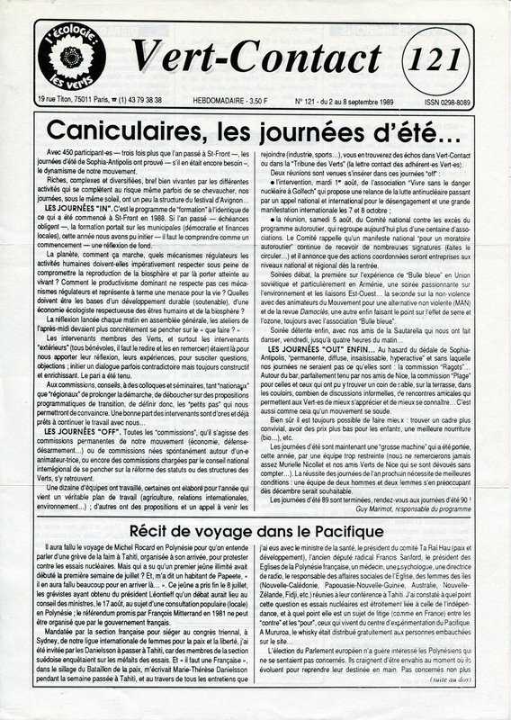 Vert Contact n°121 (1989)