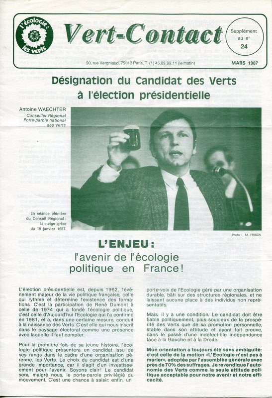 Supplément au Vert-Contact n°24 (1987)