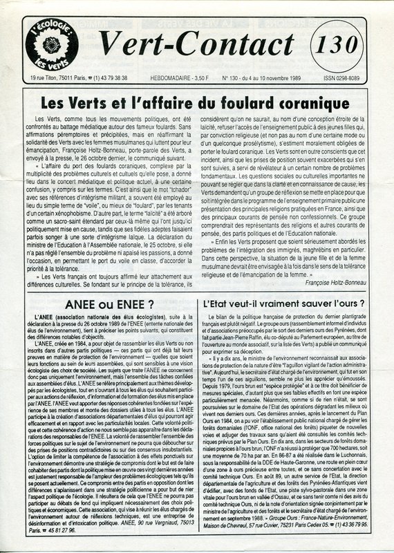 Vert Contact n°130 (1989)