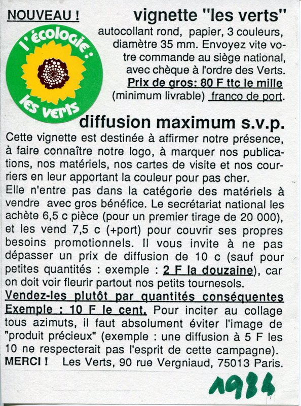 Vignette "les verts" (1984)