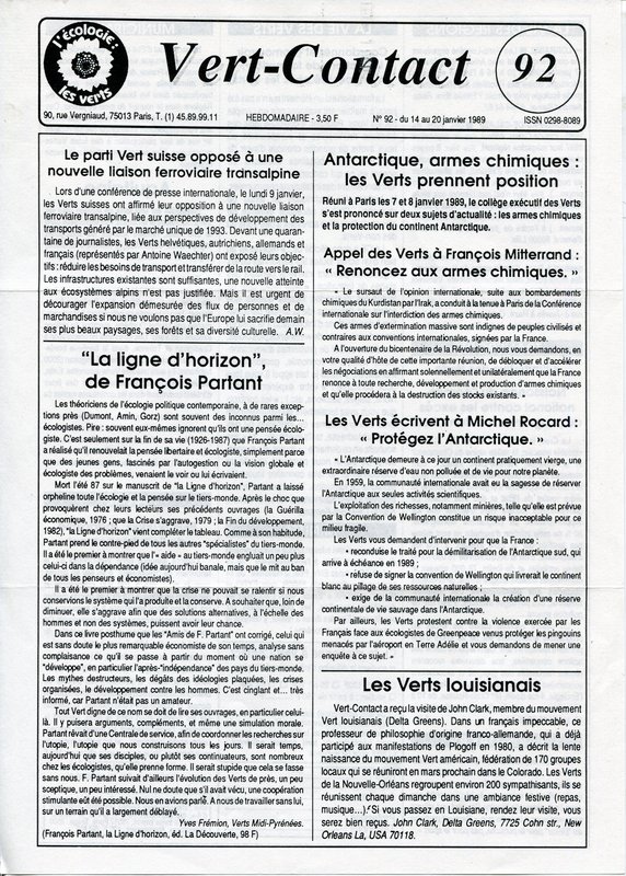 Vert Contact n°92 (1989)