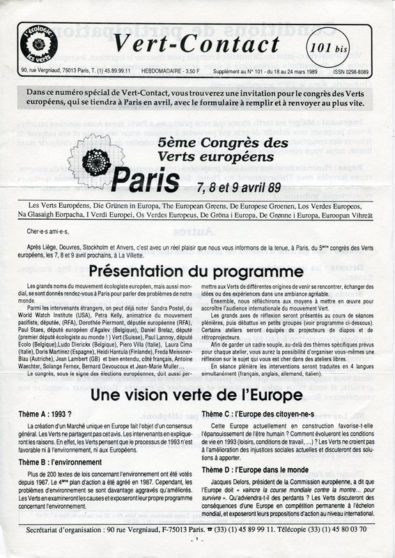 Vert Contact n°101 bis (1989)