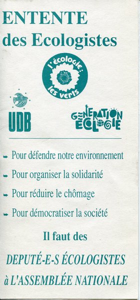 ENTENTE DES ÉCOLOGISTES (législatives 1993)